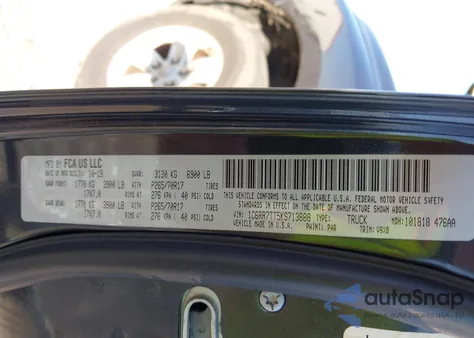 2019 Ram 1500 Classic Slt z USA, uszkodzony, nr VIN 1C6RR7TT5KS713888